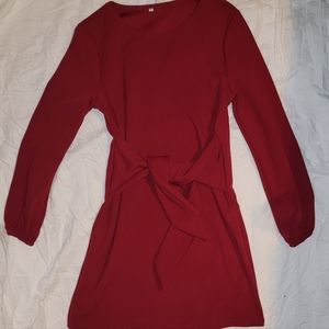 Red tie-waist dress